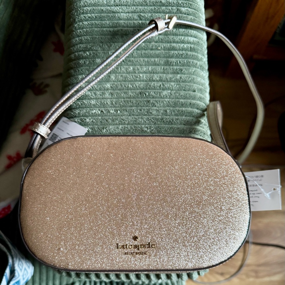 KATE SPADE GLITTERY GOLD SMALL CROSSBODY NWT